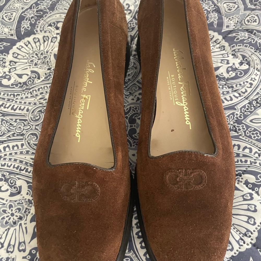 Salvatore Ferragamo Brown Suede Loafers